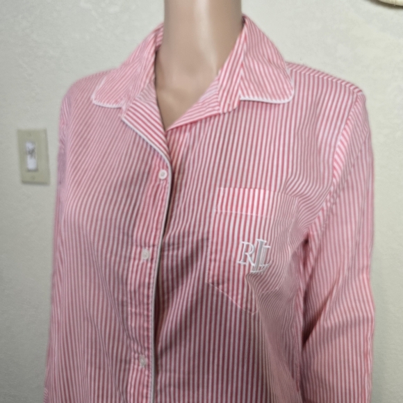 Lauren Ralph Lauren Pink Striped Women's Nightshirt Size Small - Picture 6 of 16